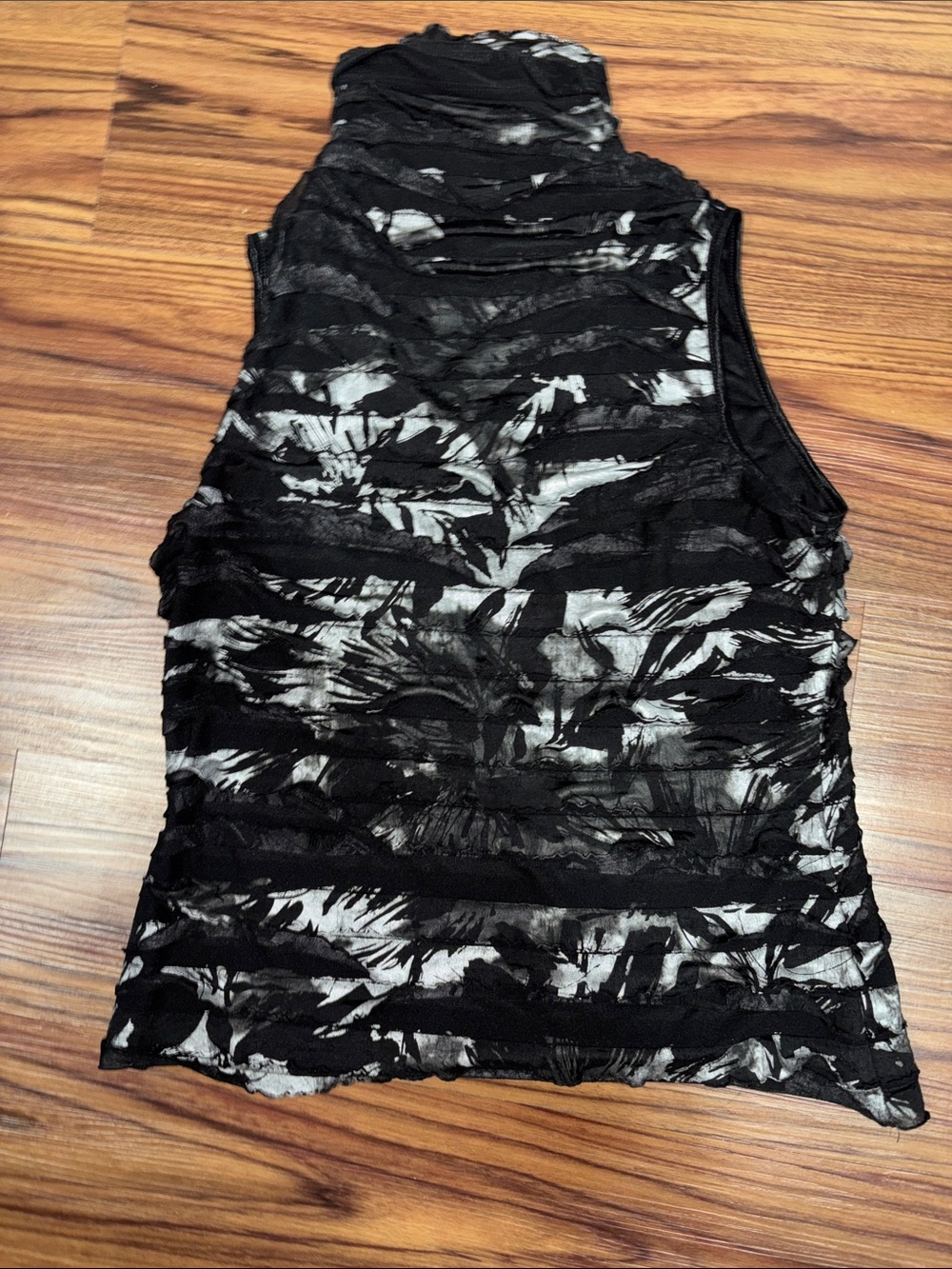 Y2K New Directions Sleeveless Ruched Mesh Tank Top